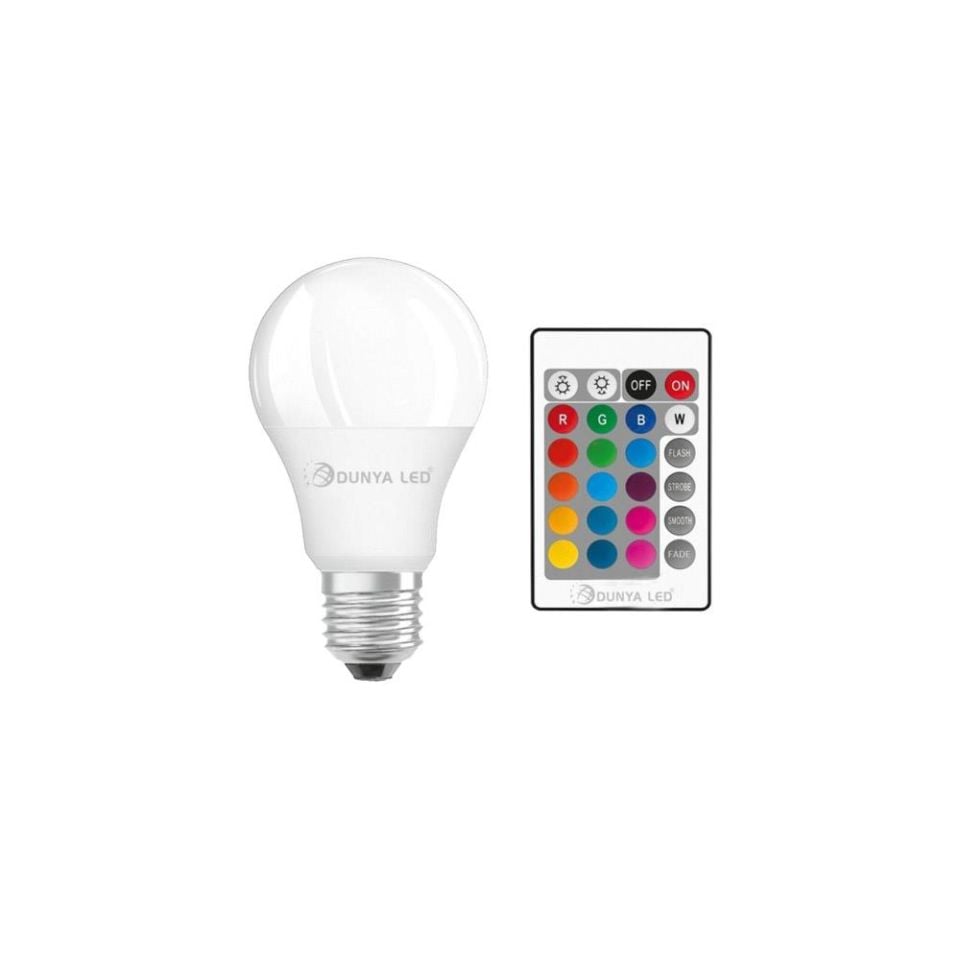 DÜNYA LED 9W RGB-KUMNDALI  E-27 LED AMPUL